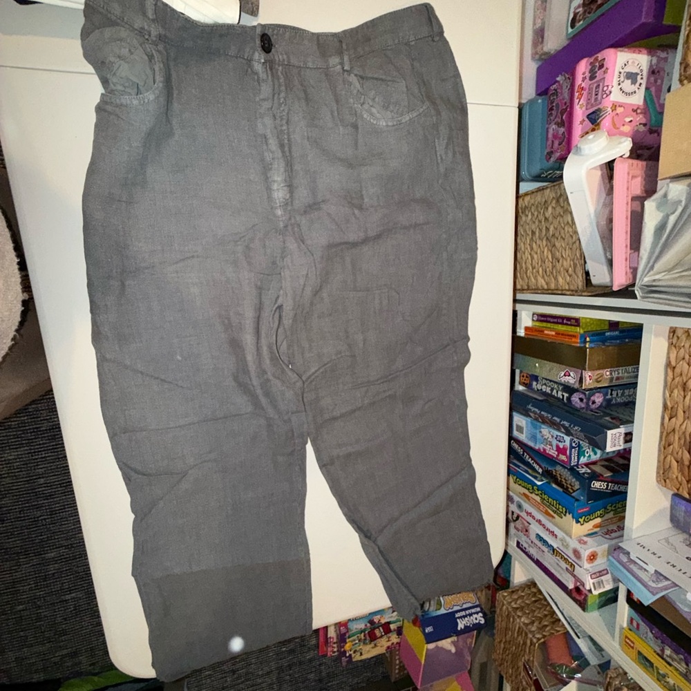 Zara Light Gray Linen Trousers